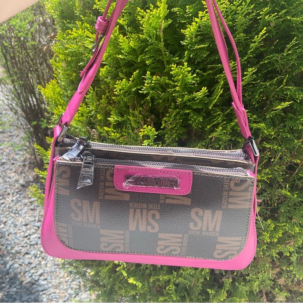Steve Madden Fuchsia and Brown Bag - Steve Madden Shoulder Bag - Fall Bag